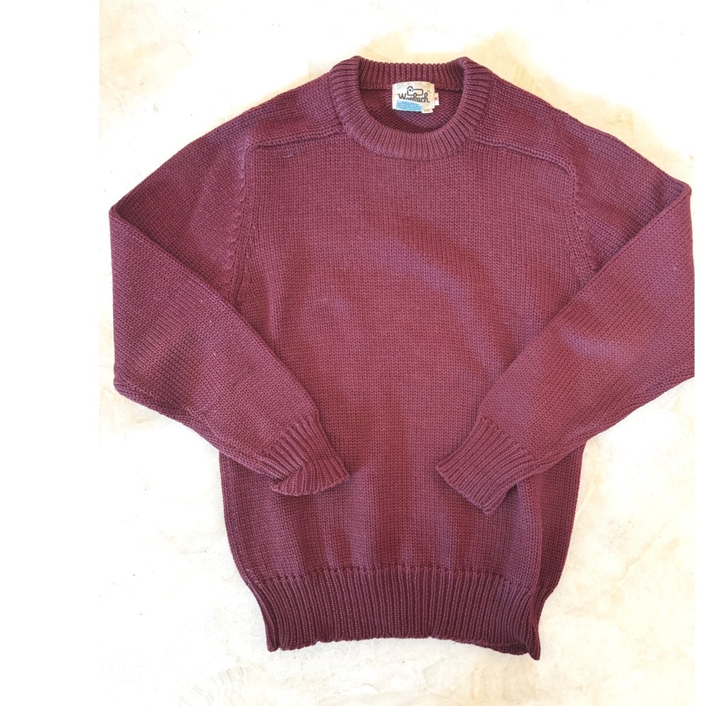 Vintage Woolrich 100% Wool Crewneck Sweater Burgundy Maroon Mens Medium